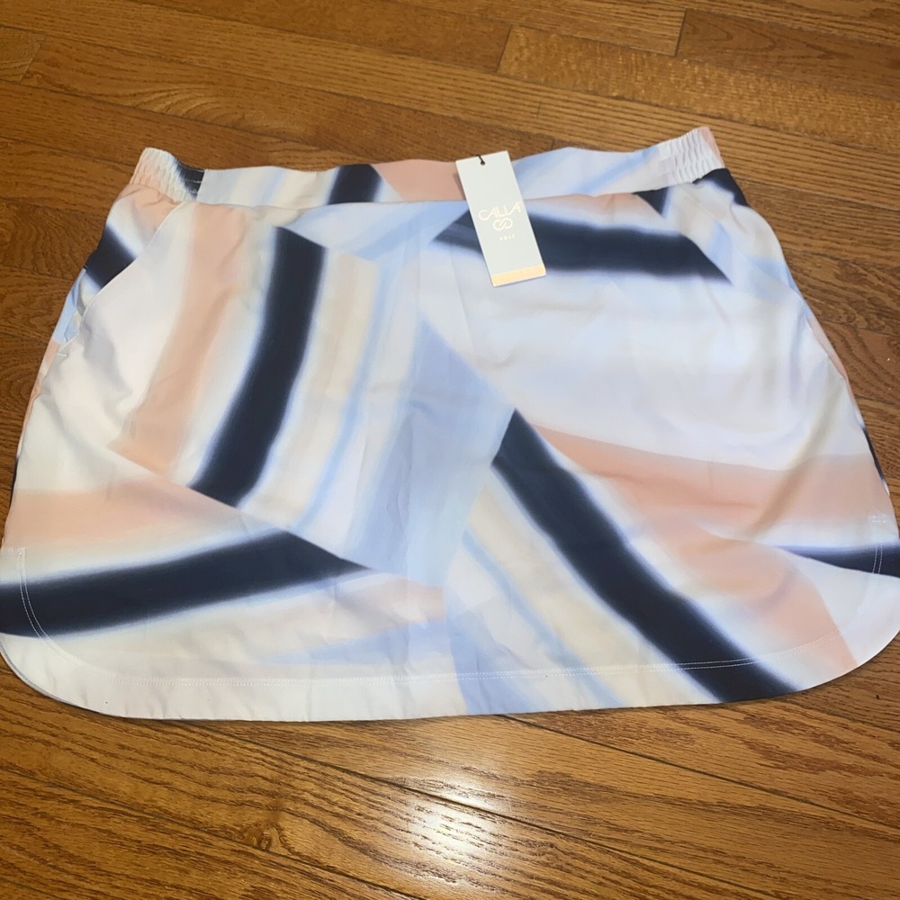 CALIA Women's 16" Birdie Golf‎ Skort in Sediment Stripe Ardosia XL